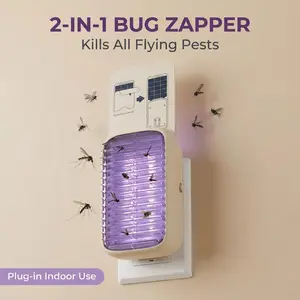 UV Plug-In Bug Zapper with Night Light | 1 Device + 3 Refills | Indoor Trap for Fruit Flies, Gnats, Mosquitoes & Moths for Home, Kitchen, Office