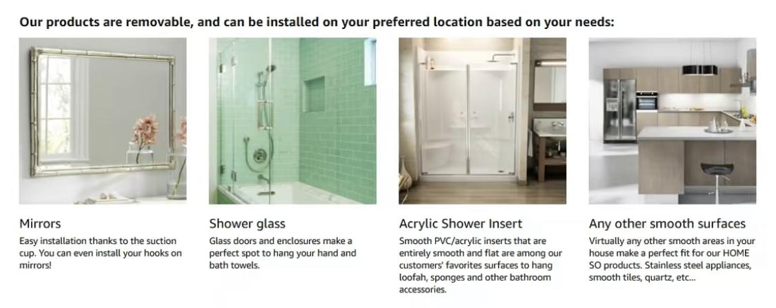 Suction Cup Hooks  Gadgets Kitchen home essentials  suction Hooks bathroom accessories Waterproof Reuseable for Shower Bathroom Towel Hooks Shower Hooks Holders Shower Hooks Hanging Towels Loofah Robe