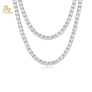 Delzzad 14K Gold-Plated Hip Hop Tennis Chain Synthetic Moissanite Tennis Chain In 925 Sterling Silver Christmas Gift Delzzad 14K Gold-Plated Hip Hop Tennis Chain Synthetic Moissanite Tennis Chain In 925 Sterling Silver Christmas Gift
