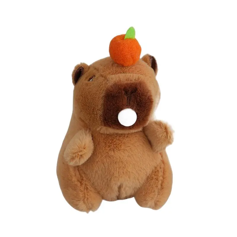 Fluffy Capybara Bubble Squeeze Plush Keychain - Cute Interactive Sound-Making Stuffed Animal Bag Charm, Soft PP Cotton Stress Relief Fashion Accessory