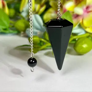 Blessed Black Obsidian Pendulum ,Crystal Dowsing Pendulum ,Divination