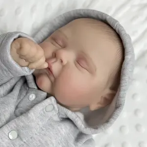 TopLink 50cm 20inch Asleep Baby Reborn Girl Doll with 3D-painting Skin and Visible Veins (Soft Vinyl Limbs, Cloth Body) Lovely Bedtime Toy for Kids Birthday Gifts Lifelike Realistic Newborn Soft Stuffed Doll