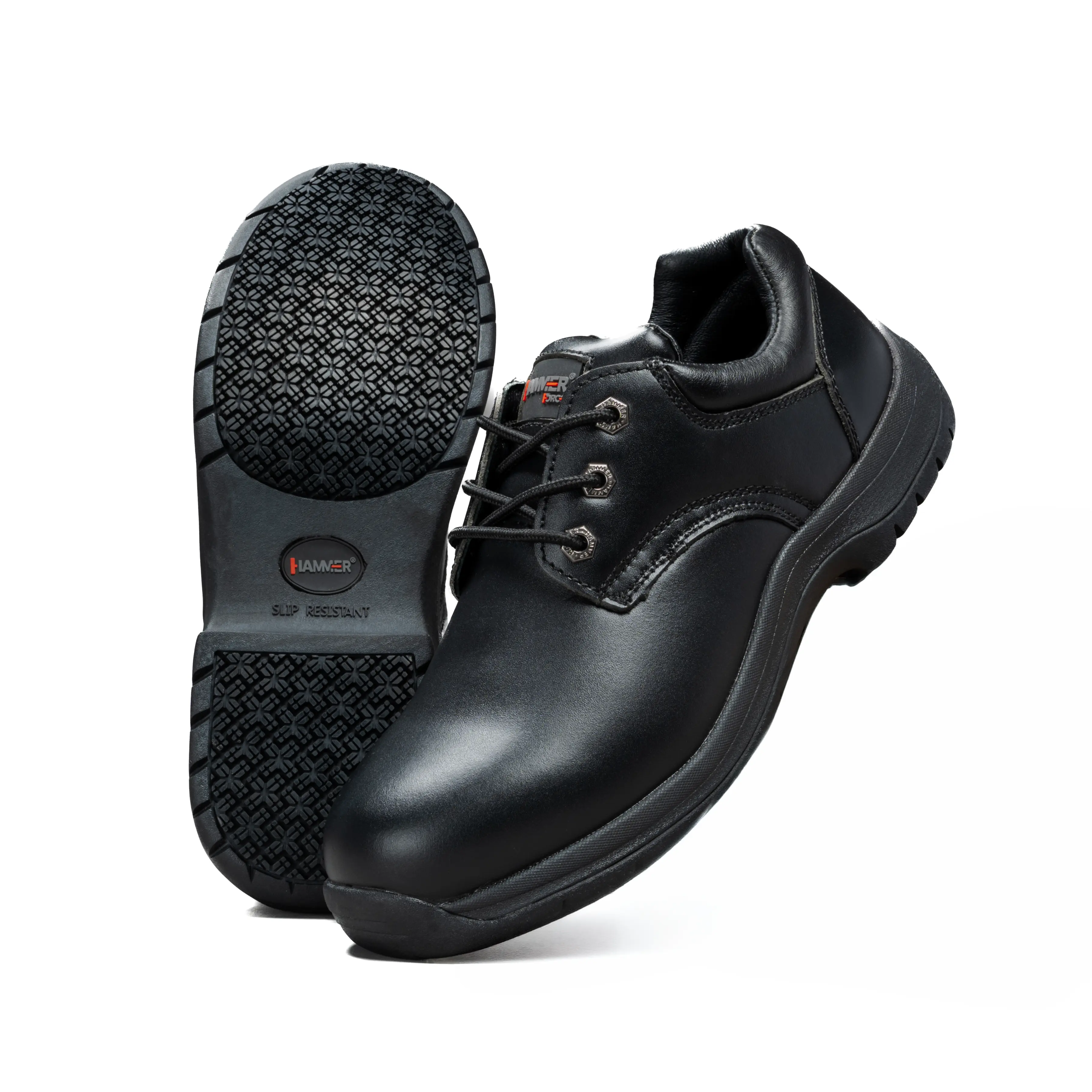 Hammer Leather Lace Up Slip Resistant, Oil and Water Resistant Work Shoes Footwear for Restaurant Work