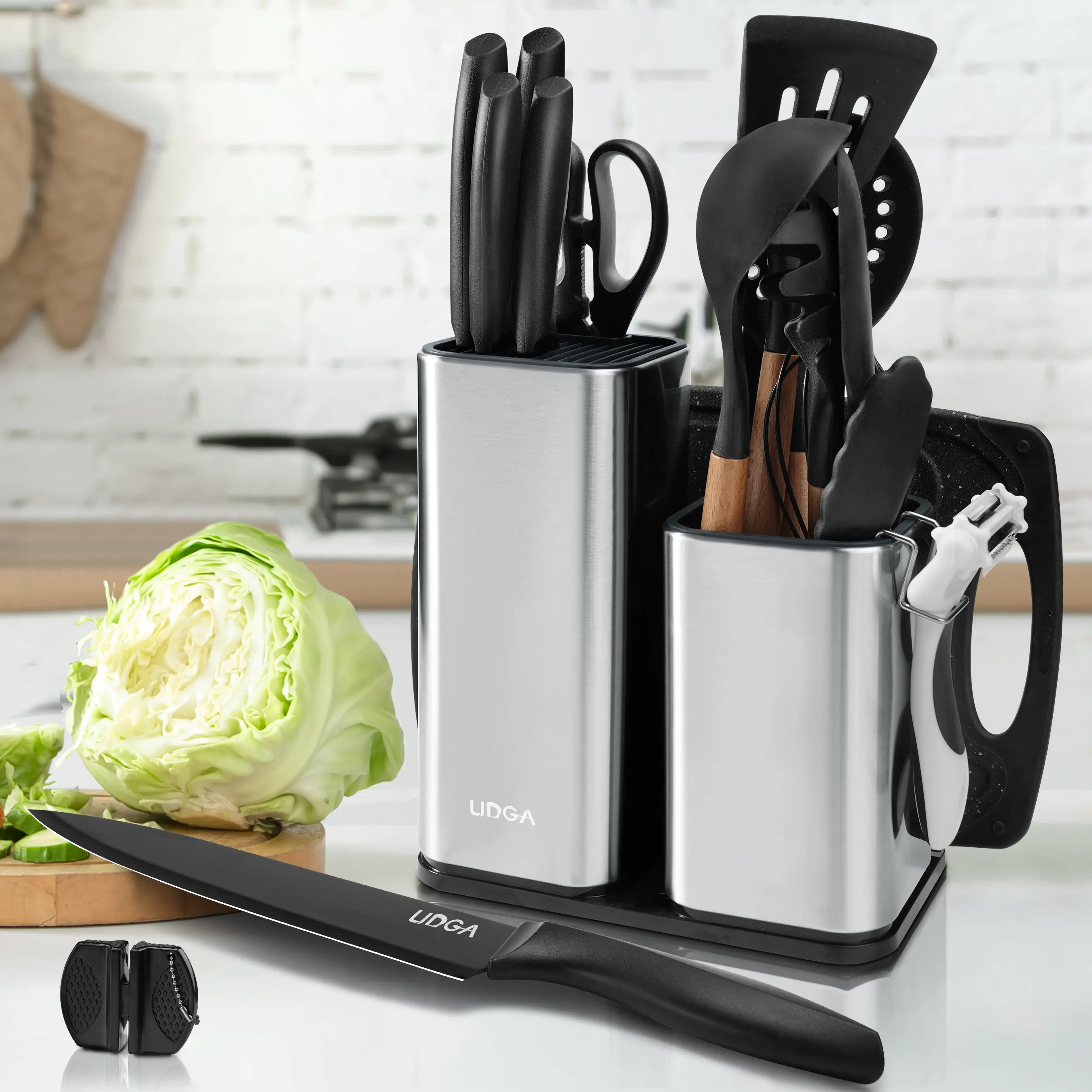 18 kitchen knife sets, knife sets, cooking tools and knives, kitchen utensils sets, stainless steel knife holders and chopping boards, wooden handles, kitchen gadget sets, holiday gifts.
