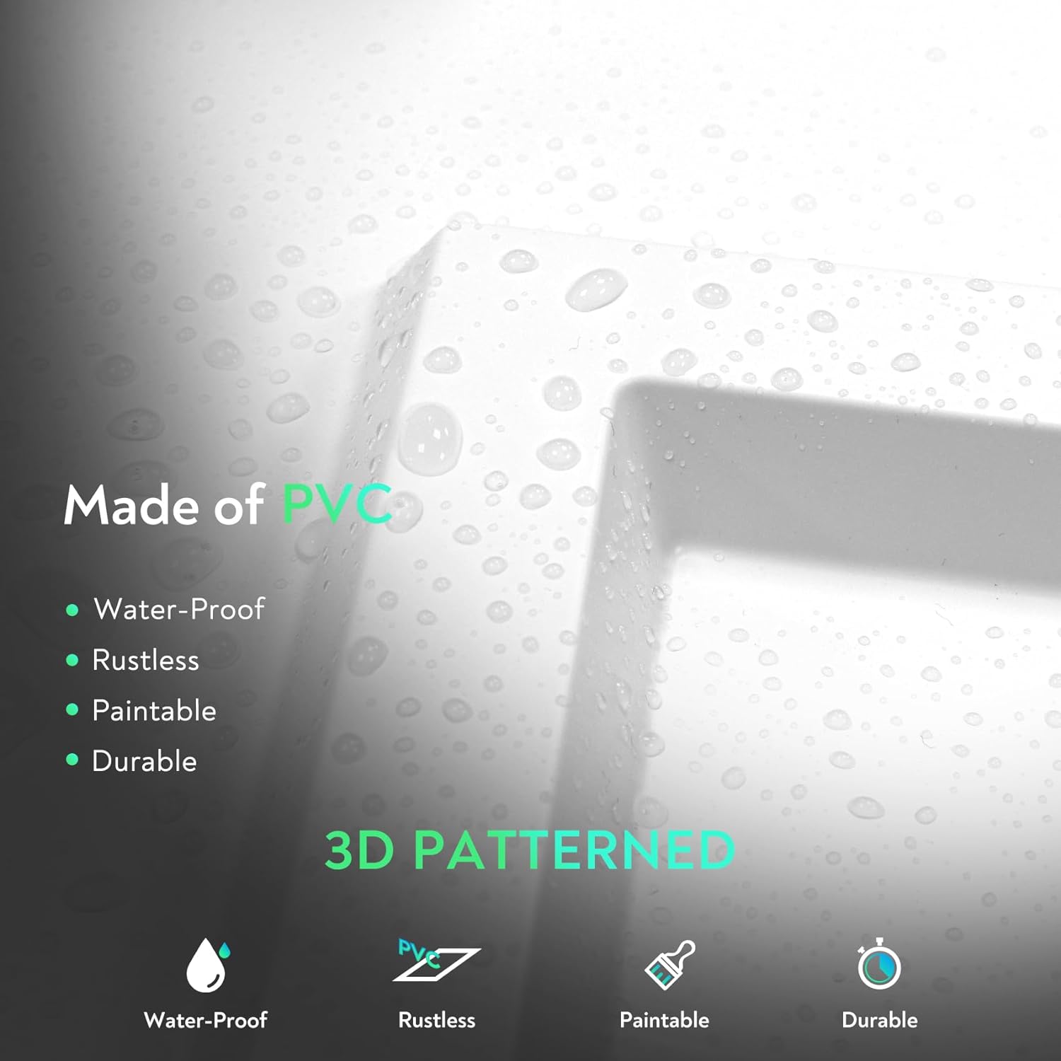 STICKGOO Black Drop Ceiling Tiles 2ft x 2ft, Glue Up Ceiling Panels, Waterproof, Premium PVC to Prevent Breakage, 12 Pack Cover 48 Sq. Ft Easy Installation Multipurpose