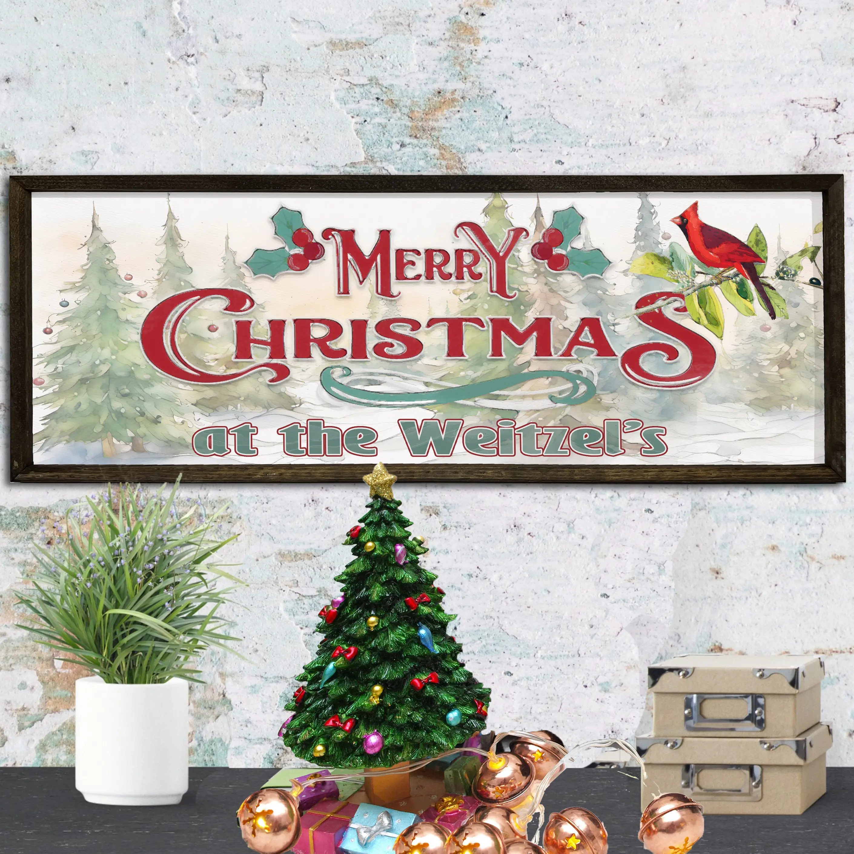 DUYUINC Merry Christmas Poster No Frame  Wood