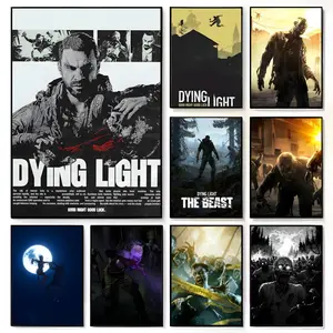 D-Dying L-Light Intense Zombie Survival Game Poster Fade-resistant Self-adhesive posters that Perfect for gifts and creating walls in bedrooms Living rooms Bars Coffee houses and Restaurants HD printing waterproof protection