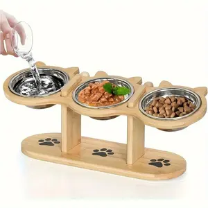 Multi-Level Cat Feeder with Food and Water Bowls, Includes 3 Stands, Easy Assembly, Portable Design, Ideal for Multiple Cats