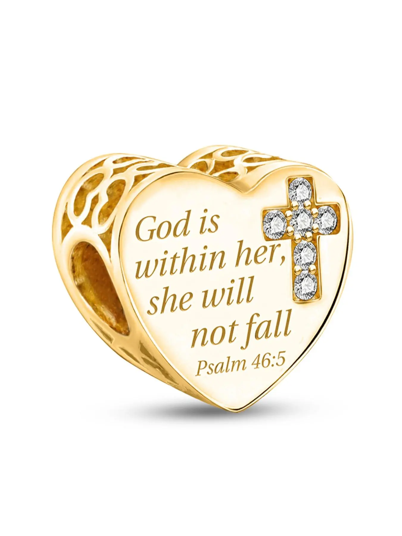 Original Designed Gold Plated Charm, Loving-heart Shape Cross Collection Spiritual Charms Religious Pendant Ball Suitable for Bracelets Making Kits Women's Jewelry, Faith Jewelry Gift Anniversary Gift Daily Wear Decoration Cross Bead Charm