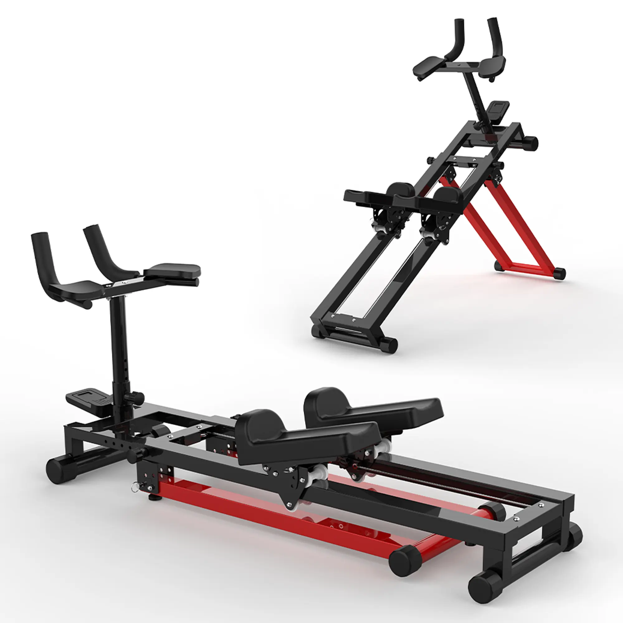 Unisex 3-in-1 Steel Fitness Machine, Foldable Back Stretcher, Stair Stepper & Core Trainer with LCD Display for Home Gyms & Apartments, Home Gym, Knee Pads, Glutes Workouts, Adjustable Ab Trainer, Lower Back Exercise, Cardio/Stretch, 300 Lbs, Controlled T