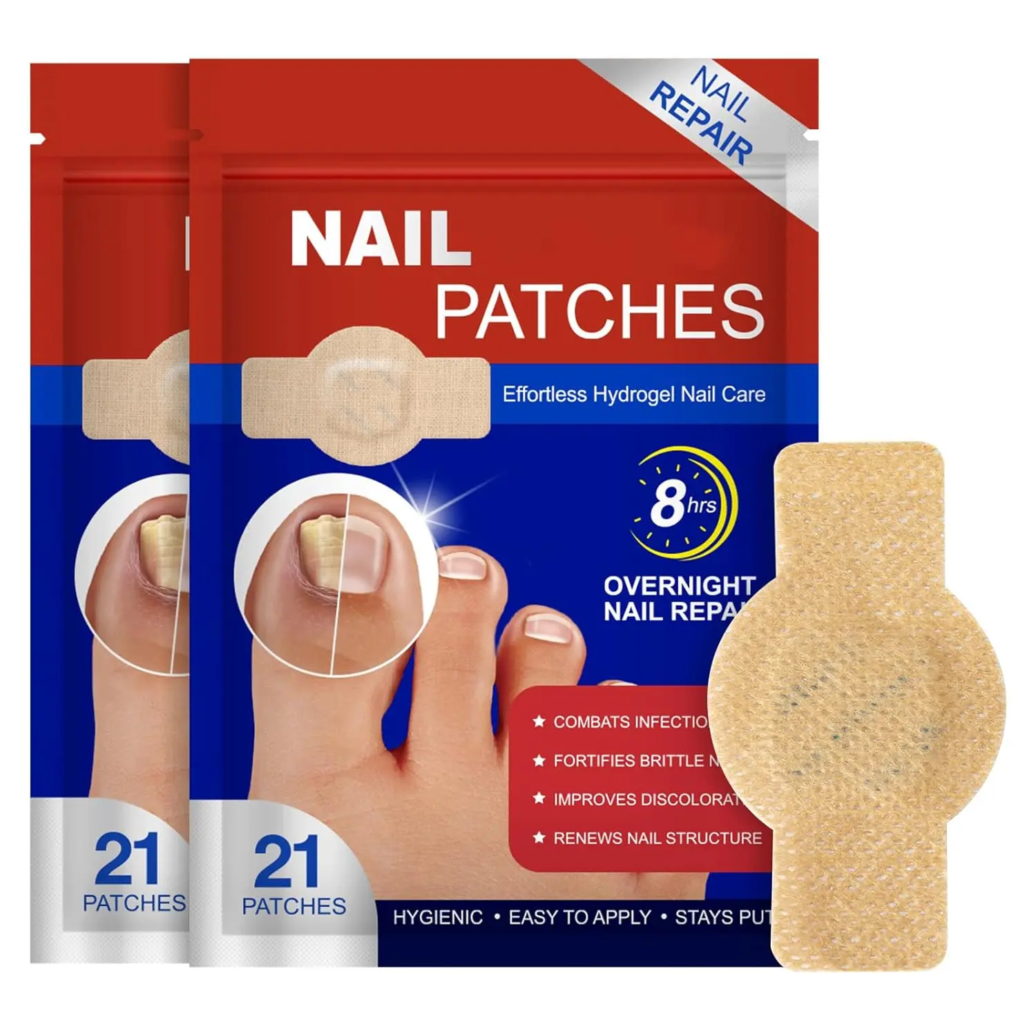 Hydrogel Nail Repair Patches Ultra-Strength Overnight Treatment for Brittle Peeling & Damaged Nails Quick Renewal for All Genders - Manicure, Acne