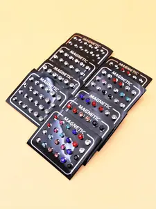 12 Pairs of 4mm, 5mm, 6mm Rhinestone Cup Magnetic Earrings Set, Stud Earring, No Piercing Required, Ear Crystals, Studs Earrings