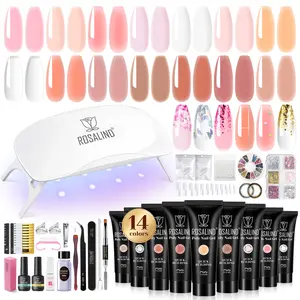 ROSALIND Multicolors Poly Nail Gel Kit 14/20/28 Tubes Mini Sheer Nude Pink High Gloss Beginner Friendly Extension Strengthener Nail Art Accessories Starter Kit DIY Multiple Styles