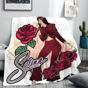 Selena Quintanilla Pattern Blanket, 1 Count Soft Warm Throw Blanket, Air-conditioned Room Blanket, Warm Nap Blanket for Home & Office, Decorative Giftable Blankets, Rose Flower Blanket