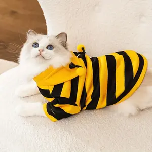 Adorable Bee-Themed Hooded  Costume for Small to Medium Cats & Dogs, Made of 100% Polyester, Woven, All-Season Pullover with 17.64 lbs Capacity - Cute Animal Design Sweater,  Clothing |     Playful Petwear |     Durable  Apparel, Cat Cloth pet
