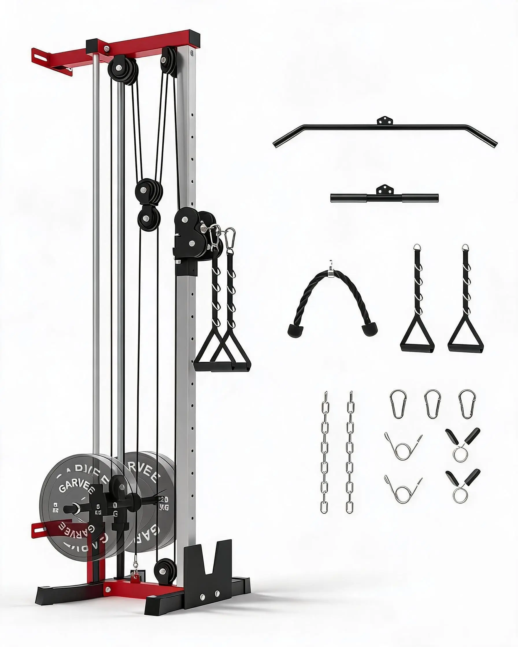 Garvee Wall Mount Cable Machine - 19 Positions, 400lb Capacity