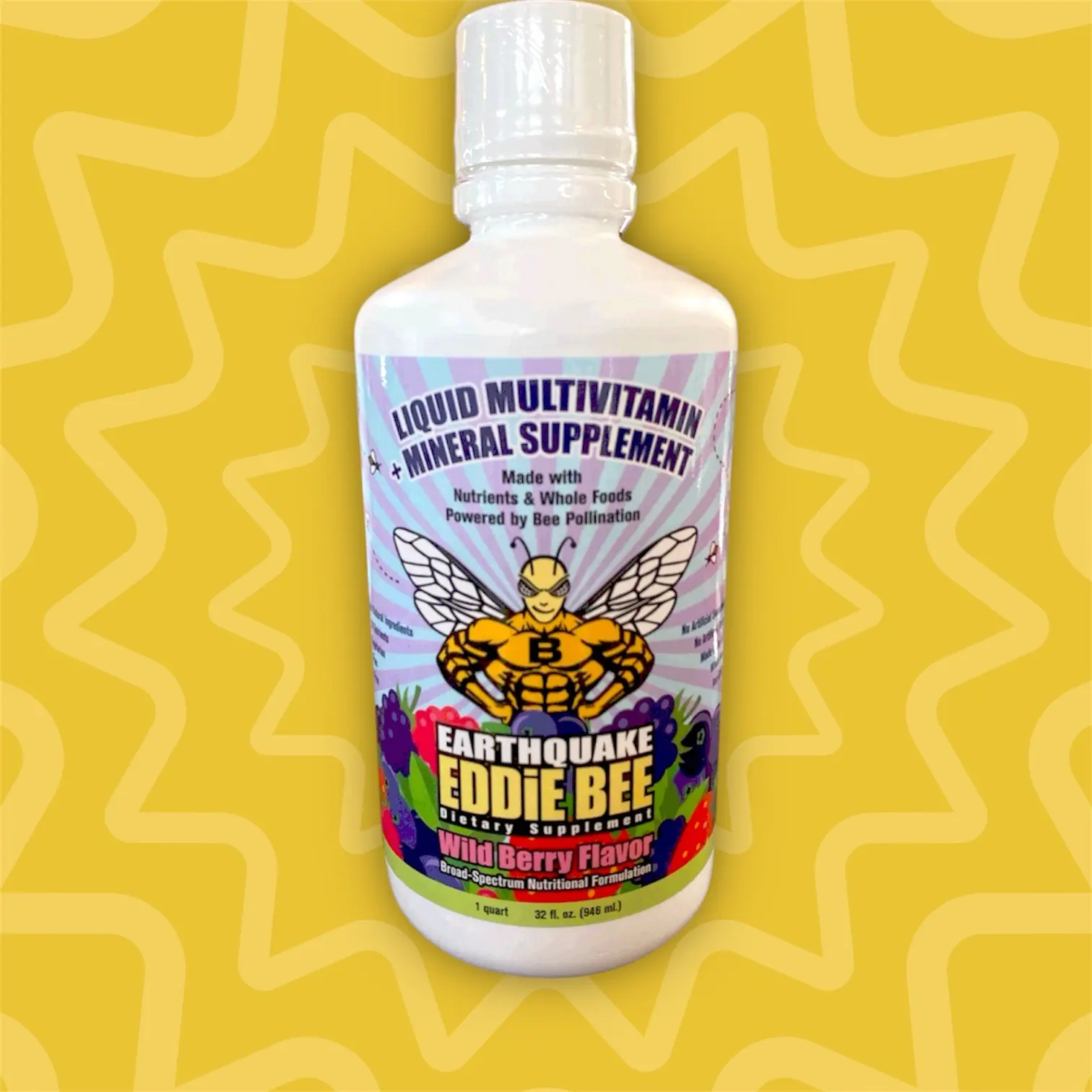 Earthquake Eddie Bee Liquid Multivitamin - 32oz: Powered by Bee Pollination