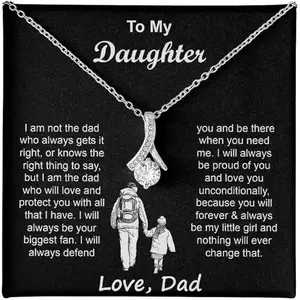 To My Badass Daughter Necklace - Birthday Gifts for Daughter from Dad, Mom - Meaningful Father-Daughter Jewelry with Inspirational Message Card - Perfect Graduation, Christmas Gift, Birthday Christmas Jewelry Gifts For My Wife wit