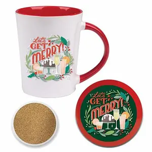 Courtside Market Let's Get Merry V 12oz Convetry Mug & Coaster Set