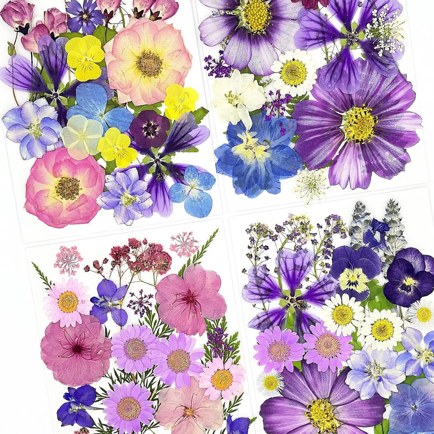 85Pcs Pressed Flowers for Crafts, Pink Purple Dried Flowers for Crafts Real Natural Dried Pressed Flowers Dry Leaves Bulk Kit for Resin Soap Candle DIY Jewelry Making Scrapbook Supplies Card Making