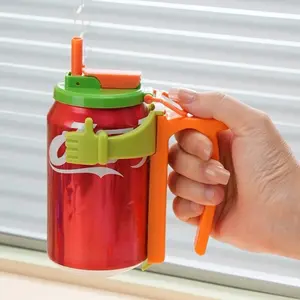 Reusable Soda Can Lid Set with Straw and Stand, Silicone Straw Included, Ideal for Home, Travel, Picnics, Kids' Party Supplies