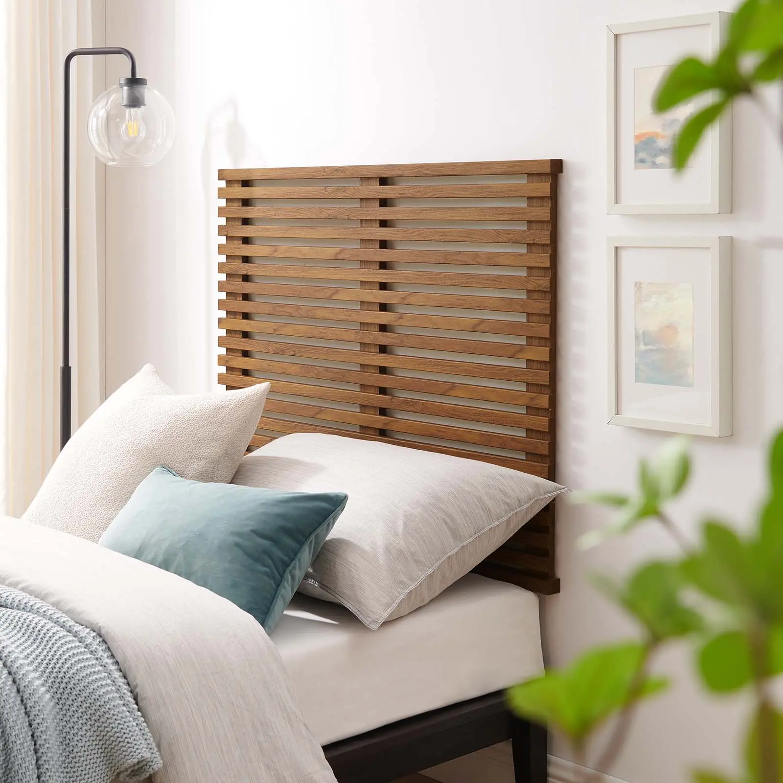 Modway Render Wall Mount Twin Headboard in Walnut