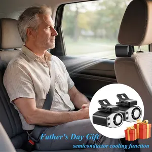 【Father's Day Gift】Joytutus Car Clip-On Fan, Car Accessories, Portable Fan with LED Display, 360° Rotation, 100-Speed Stepless Adjustment, USB-Rechargeable Charging Button , Cars Accessories