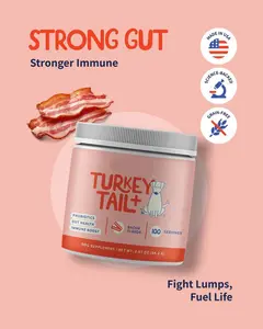 Turkey Tail+ - Dog Food Topper with Probiotics for Lipomas, Immune Support & Gut Health - 100 Servings - Bacon Flavor - Natural Allergy Relief - Supplements