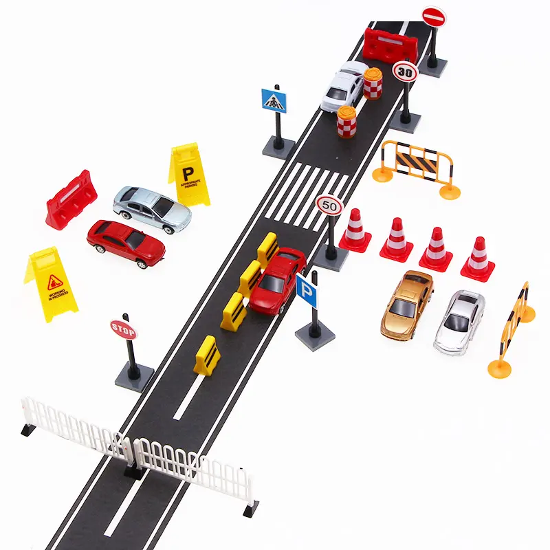 Unisex 1:12 Scale Mini Traffic Sign & Traffic Cones Road Construction Kit, 27-Pack Miniature Dollhouse Accessories with Transportation Elements, Decorative Handcrafted Set to Enhance Your Dollhouse for All Scenes