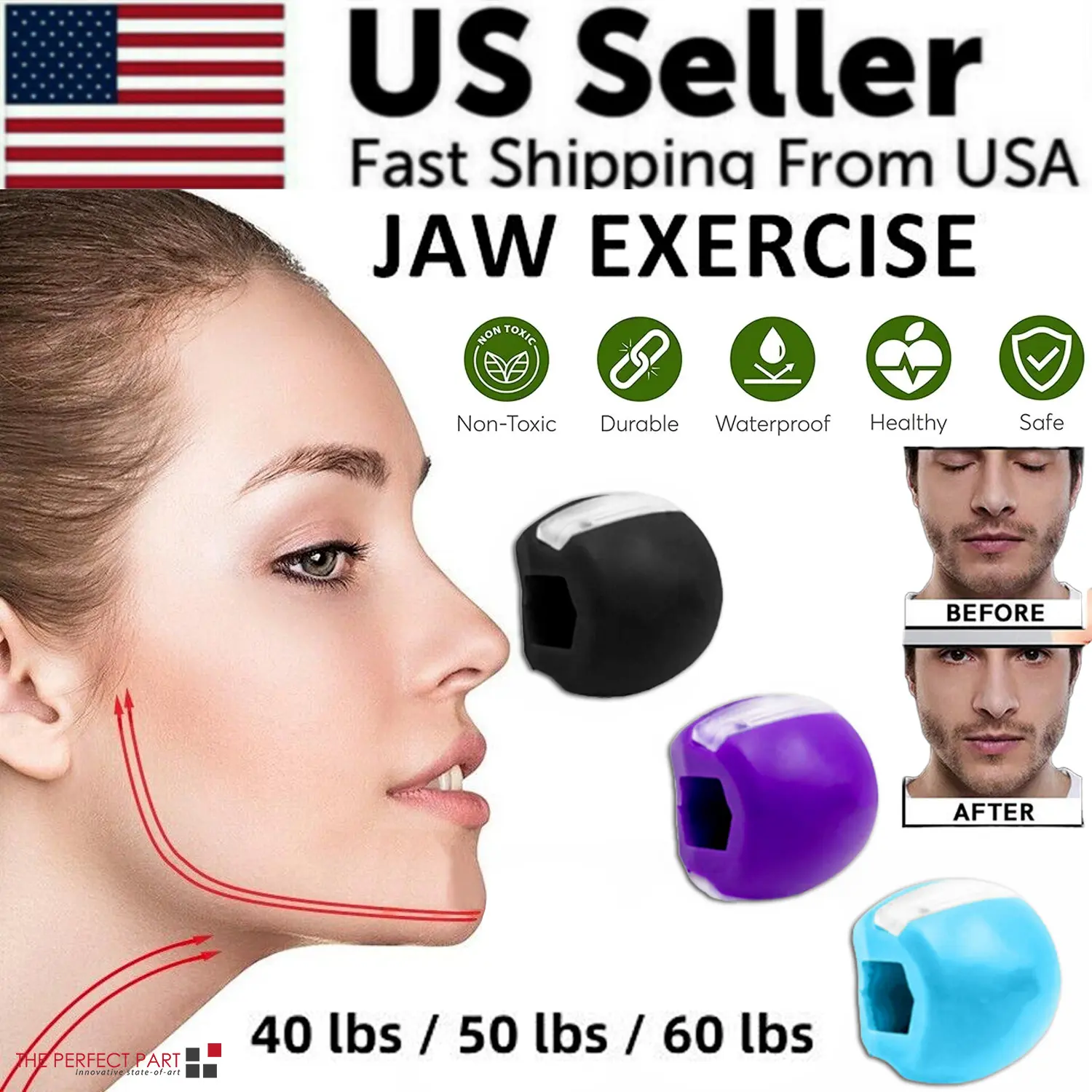 3PCS Jawline Exerciser Mouth Exercise Fitness Ball Neck Face Jaw Trainer Toning 3PCS Jawline Exerciser Mouth Exercise Fitness Ball Neck Face Jaw Trainer Toning