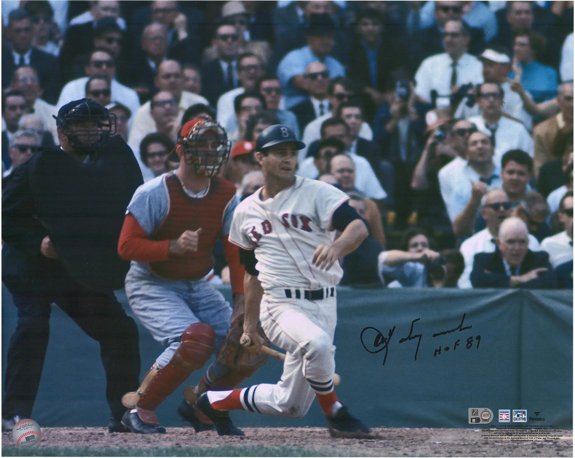 Carl Yastrzemski Boston Red Sox Autographed 16" x 20" 1967 World Series Hitting Photograph with "HOF 89" Inscription - Fanatics Authentic Certified