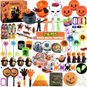 216 Pc Halloween Party Favors for Kids - Classroom Gift, Treat or Trick Bag Fillers - Mini Pumpkin Fake Teeth - Halloween Bulk Toys Assortment Set Pack Spooky