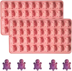 2 Pack Gummy Candy Molds - 72-Cavity Sea Mini Turtle Chocolate Candy Molds Tortoise Ice Cube Sea Animal Gummy Jello Wax Resin Mold for DIY Baking Desserts Cake Decoration