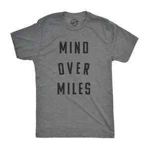 Mens Mind Over Miles T Shirt Funny Cute Marathon Running 5K Tee for Guys Mens Funny T Shirts Cool Vintage Fashion T-Shirt Gift Classic Menswear Funny Fitness Short Sleeve Novelty Tees for Guys Dark Grey