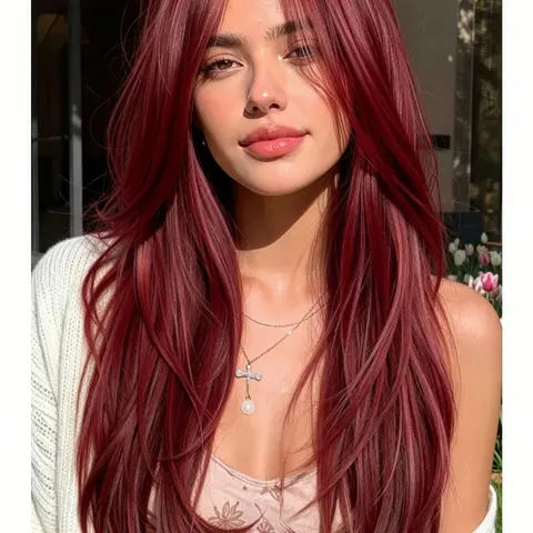 Long Straight Layered Wig for Women, 28 Inch Middle Part Synthetic Hair Wig with Natural Hairline, Heat Resistant Fiber, No Glue Needed, Perfect for Daily Party Cosplay