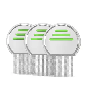 Isabella's Clearly Stainless Steel Lice and Nit Comb Set of 3 - Professional Quality Terminator Metal Combs for Haircare, Gentle on Scalp, Easy Grip