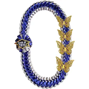 Graduation Leis Class of 2025 Graduation Lei with Butterfly Handmade Braided Necklace for High School College Graduation DIY Decor