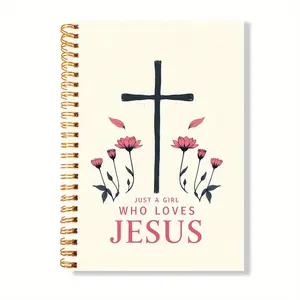 Just A Girl Who Loves Jesus Spiral Notebook for Writing Work College, Devotional Notebook, Girly Office Supplies, 1 Piece Friend Gifts Student Line Writing Book for Student, Motivational Positive Journal Notebooks 5.5×8.3in 50 Sheets