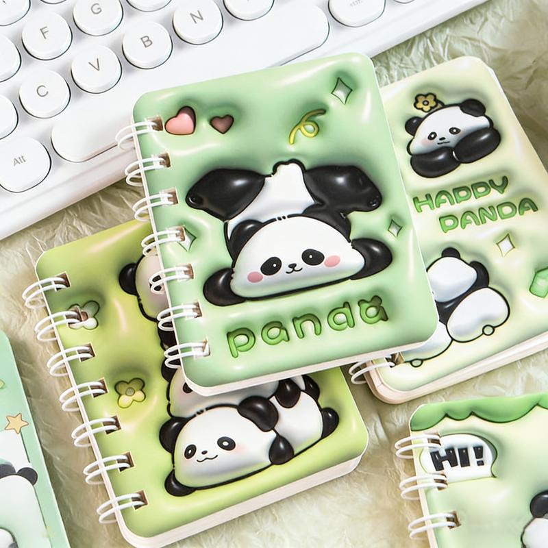 4-Pack A7 Coil Notebooks, Portable Pocket Edition, Student Cartoon 3D Effect, Office Use, Thick Anti-Ink Writing, Mini Diary, Travel Diary Notebook, Gift Idea
