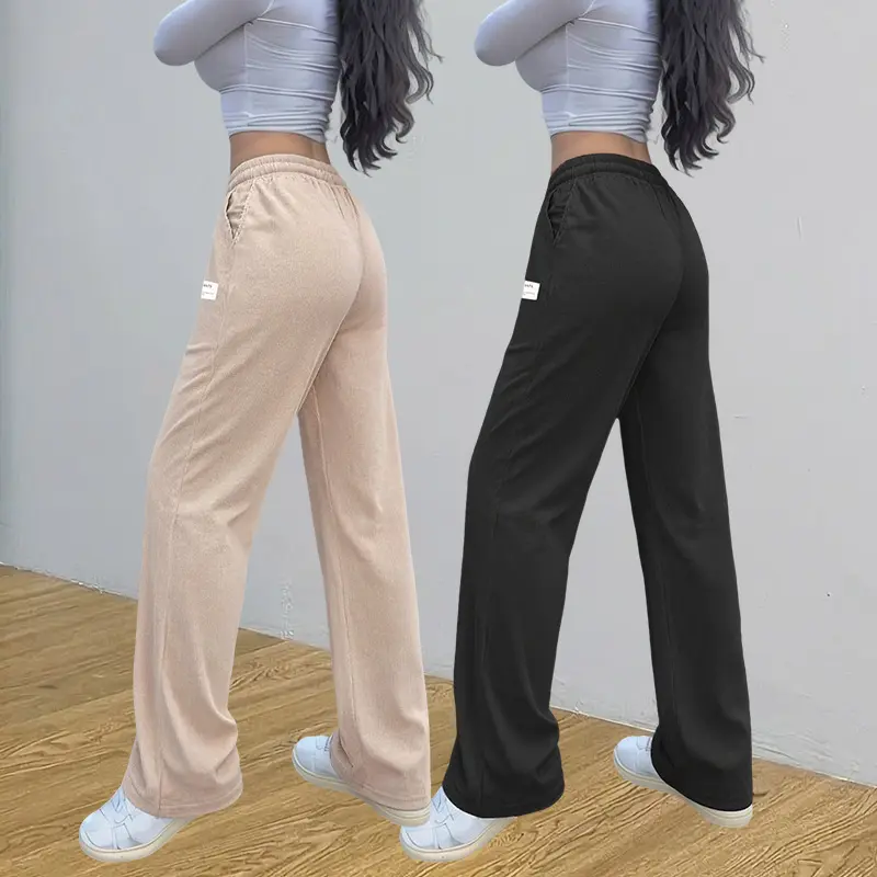 Women’s Summer New Arrival Jogger Pants – Solid Color Drawstring Waist, Lightweight Breathable Corduroy Pants, Suitable for Casual Wear, Sports & Fitness, and Everyday Home Use – Comfortable Straight-Leg Pants Ideal for Daily Activities, High Waist,summer