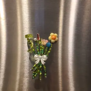 Bead Blossom Buddies Handcrafted Colorful Flower Bouquet Magnets for Kitchen Decor & Gift Ideas