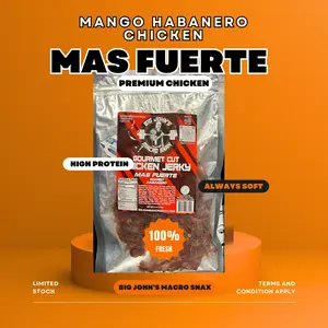 "Mas Fuerte" - Mango Habanero Flavored Chicken Jerky (3oz) High Protein Premium Snack