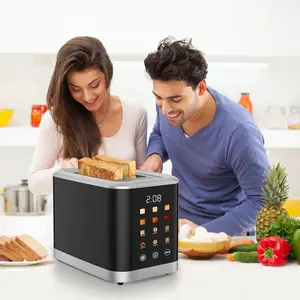 Touchscreen Toaster 2 Slice Digital Timer with 6 Bread Types & 6 Shade Settings Smart Extra Wide Slots Bagel Defrost Reheat Cancel Function for Home Cooking & Gift