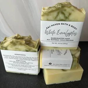 E&J Haven Bath & Body White Eucalyptus Handcrafted Cold Process Soap 4.9 oz All Natural Ingredients