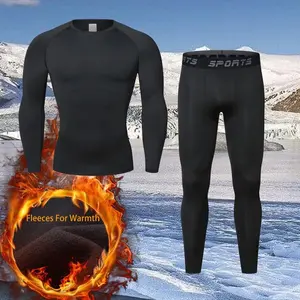 Men's Thermal Base Layer Set - Winter Fleece-Lined Skiing & Running Sportswear with Quick-Dry & Warm Compression Fit