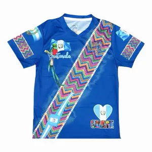 Blue Guatemala Típica Jersey with Traditional Colors & Heart Motif for Cultural Pride