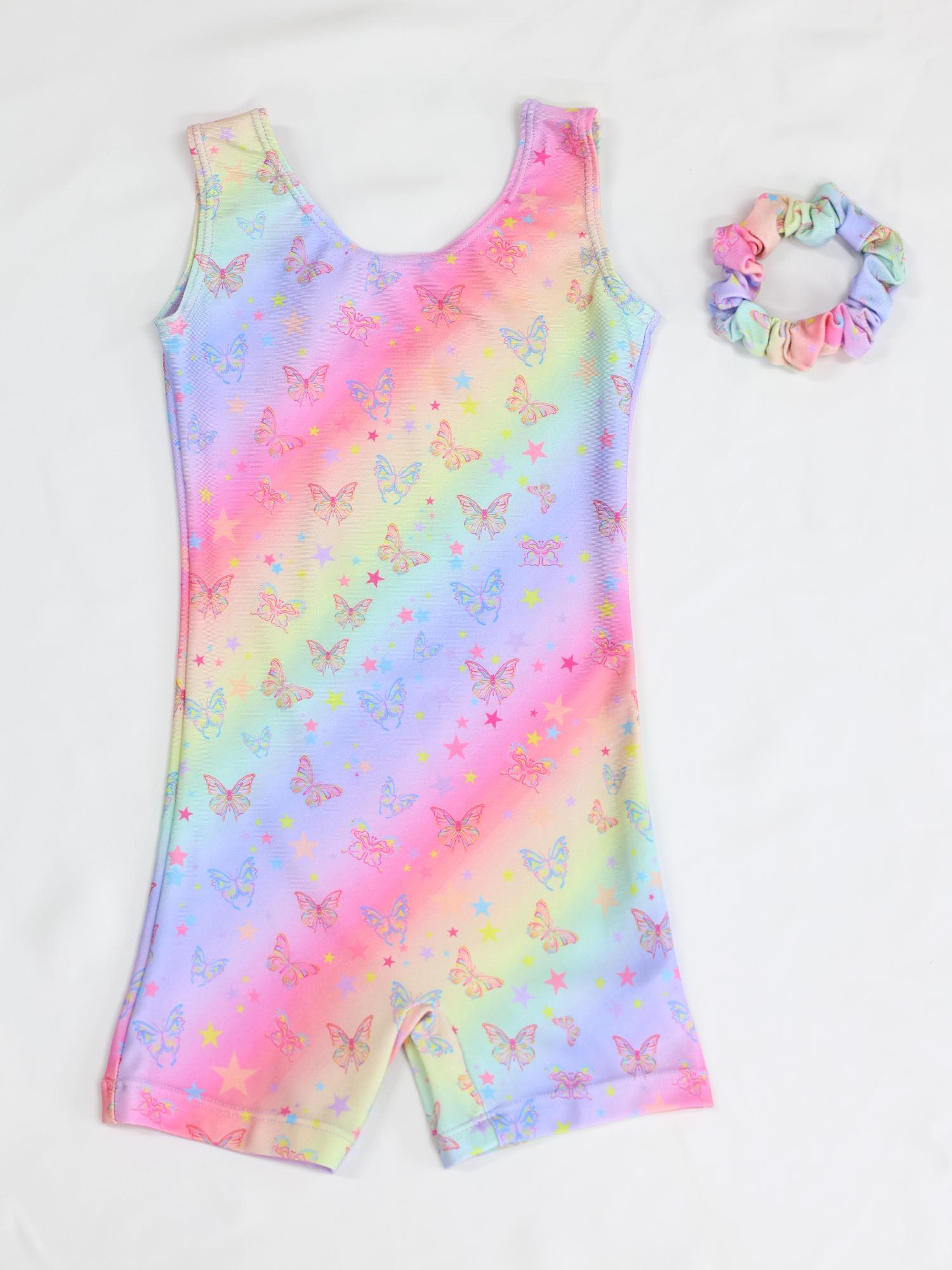 Girls Gymnastics Leotards for Kids,Sleeveless Biketard with Scrunchie, Toddler Dance Tumbling Unitard for Gymnastics Practice & Performance