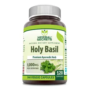 Herbal Secrets Holy Basil Supplement | 1000 Mg per Serving | 240 Veggie Capsules | Non-GMO | Gluten-Free | Made in USA