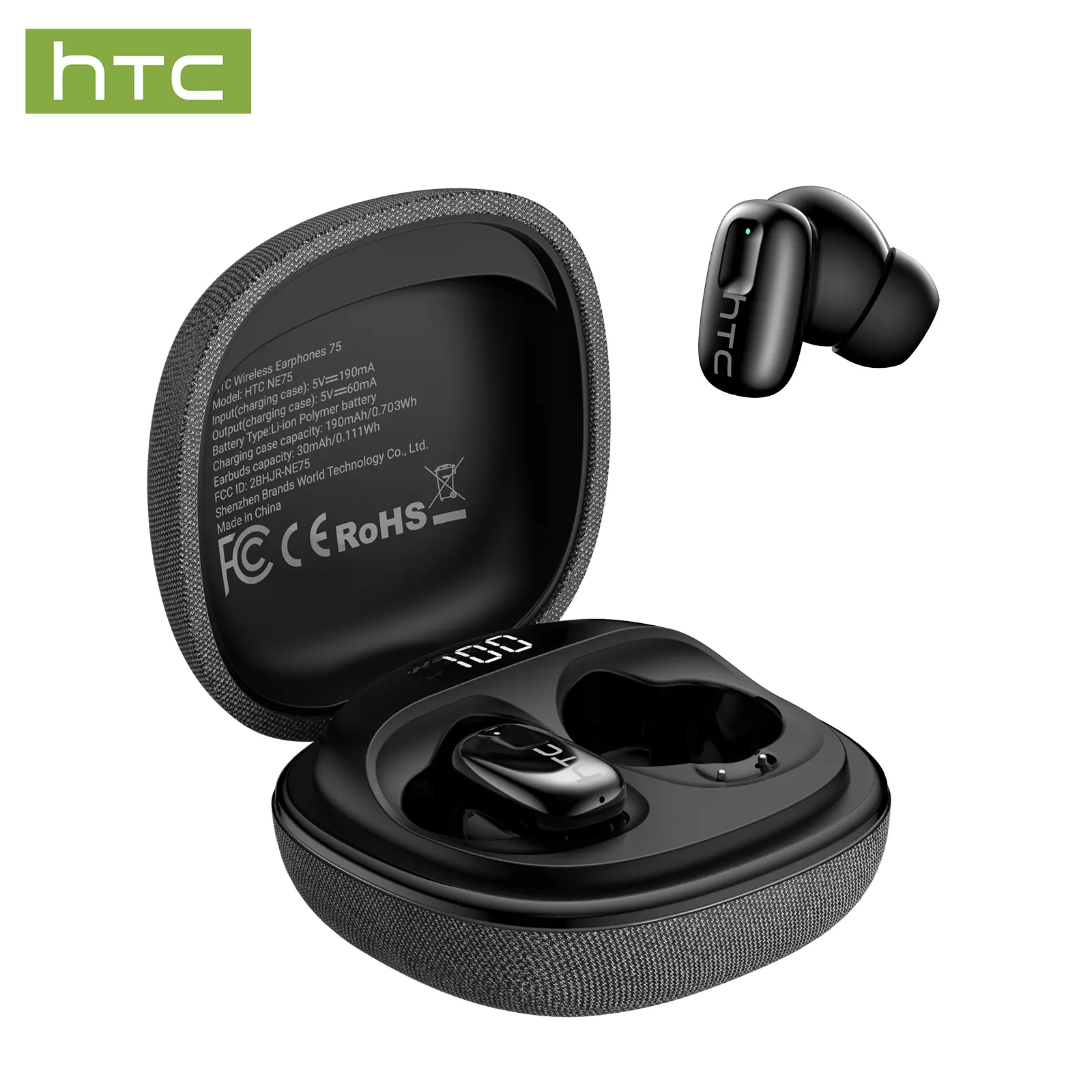 SW HTC NE75 TWS Wireless Earphones, Bluetooth 5.3 Headphones with HiFi Sound & Built-in Microphone, Noise Isolating Sports Earbuds for Gym, Study, Work & Entertainment