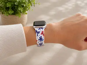 Patriotic Bow Apple Watch Band – Red White & Blue Coquette Watch Strap – Cute 4th of July Apple Watch Band